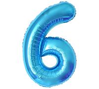 Number Balloons 6,Blue 6 Balloon 40 Inch Giant Helium Foil Number Balloons for Boys Girls Party Decor Birthday Anniversary Graduation Party Decorations Supplies