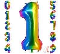 Number Balloons Rainbow 40 inch, Jumbo Digital Foil Balloon for Birthday Party Wedding Anniversary Celebration Decoration (1)