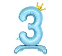 Number Balloons,Standing Number 3 Balloon 32 Inch Blue 3rd Birthday Decorations for Boys Foil 3 Balloon 3rd Birthday Balloons