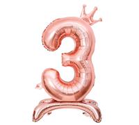 Number Balloons,Standing Number 3 Balloon 32 Inch Rose Gold 3rd Birthday Decorations for Girls Foil 3 Balloon 3rd Birthday Balloons