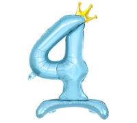 Number Balloons,Standing Number 4 Balloon 32 Inch Blue 4th Birthday Decorations for Boys Foil 4 Balloon 4th Birthday Balloons