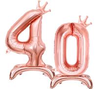 Number Balloons,Standing Number 40 Balloon 32 Inch Rose Gold 40th Birthday Decorations for Girls Foil 40 Balloon 40th Birthday Balloons
