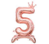 Number Balloons,Standing Number 5 Balloon 32 Inch Rose Gold 5th Birthday Decorations for Girls Foil 5 Balloon 5th Birthday Balloons
