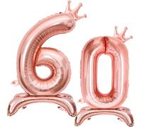Number Balloons,Standing Number 60 Balloon 32 Inch Rose Gold 60th Birthday Decorations for Girls Foil 60 Balloon 60th Birthday Balloons