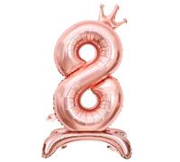 Number Balloons,Standing Number 8 Balloon 32 Inch Rose Gold 8th Birthday Decorations for Girls Foil 8 Balloon 8th Birthday Balloons