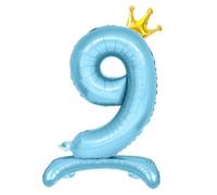 Number Balloons,Standing Number 9 Balloon 32 Inch Blue 9th Birthday Decorations for Boys Foil 9 Balloon 9th Birthday Balloons