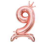 Number Balloons,Standing Number 9 Balloon 32 Inch Rose Gold 9th Birthday Decorations for Girls Foil 9 Balloon 9th Birthday Balloons