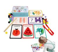 Number Bead Matching Game, Mathematical Enlightenment Teaching Aids with Colorful Cards and Beads for Counting, Sorting, Color Recognition, Early Education, Preschool, Classroom