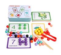 Number Bead Matching Game, Wooden Rainbow Clip Beads Toy - With Cards Color Recognition Teaching Aids For Children Early Education