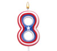 Number Birthday Candles, Cartoon Red White Blue 0-9 Number Birthday Cake Topper Birthday Candles America Birthday Candles for Kids Birthdays & Parties (Number 8)