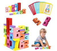 Number Blocks Toys for Kids, 20PCS Wooden Number Building Block, 3D Digital Puzzle Counting Blocks, with Building Cards, Early Education Math Games for Preschoolers, Promote Parentechild Interaction