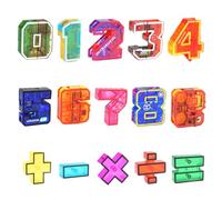 Number Bots - Math Toys - ABS Deformation | 1050g Assembled Digital Transformation Robot 15 in 1 Mech Building Blocks Set, Help Them Learn Comp