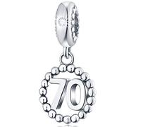 Number Bracelet Charms, 925 Sterling Silver Pendants/Beads Fit Pandora Charm Bracelets, Necklace, European Snake Chain,10/20/30/40/50/60 Dangling Charm for Birthday, Anniversary