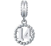 Number Bracelet Charms, 925 Sterling Silver Pendants/Beads Fit Pandora Charm Bracelets, Necklace, European Snake Chain,10/20/30/40/50/60 Dangling Charm for Birthday, Anniversary