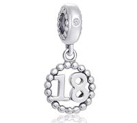 Number Bracelet Charms, 925 Sterling Silver Pendants/Beads Fit Pandora Charm Bracelets, Necklace, European Snake Chain,10/20/30/40/50/60 Dangling Charm for Birthday, Anniversary