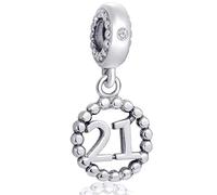 Number Bracelet Charms, 925 Sterling Silver Pendants/Beads Fit Pandora Charm Bracelets, Necklace, European Snake Chain,10/20/30/40/50/60 Dangling Charm for Birthday, Anniversary
