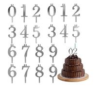 Number Candle Holder Set Reusable Metal Number Birthday Candle Holder, Silver Cake Topper Decorations, Adjustable Candles Stand for Birthday Anniversaries Celebration Party Cake Accessories