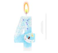 Number Candles for Cakes, Number 4 Candle for Birthday Cakes, 4st Cake Topper for Frozen Party Decorations, Party Supplies