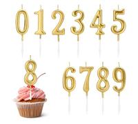 Number Candles, Pack of 10 Birthday Accessories, Decorative Cake Candles, for Wedding, Retirement, Celebrations, Family Parties, Children, Teenagers, Adults, Bakeries