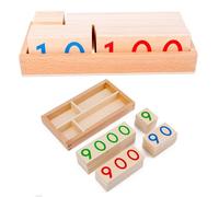 Number Cards 1-9000 Wooden Number Cards with Box Small Blocks Toys Educational Counting Toys for Kids Basic Math Games Preschool Learning