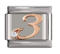 Number Charms in Rose fits all classic 9mm Italian Style Bracelet - UK Stock (Rose Number-3)