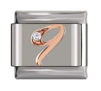 Number Charms in Rose fits all classic 9mm Italian Style Bracelet - UK Stock (Rose Number-9)