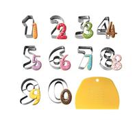 Number Cookie Cutters, 10 Pieces Stainless Steel Cookie Cutters for Baking, Baking Tool in Shape of Numbers 0-9 for Making Biscuits, Cookies and Pasta at Home