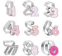 Number Cookie Cutters Set 9pcs Number 0 1 2 3 4 5 6 7 8 Cookie Cutters Stainless Steel Number Cookie Biscuit Cutters Number Shaped Baking Cutter Tools for Kitchen, Baking