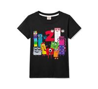 Number Cotton Kids T-Shirts Summer Boys Tee Girls Cute Tops (UK, Age, 5 Years, 6 Years, Regular, Black)