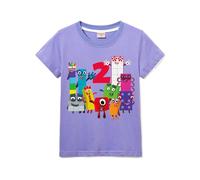 Number Cotton Kids T-Shirts Summer Boys Tee Girls Cute Tops (UK, Age, 5 Years, 6 Years, Regular, Purple)