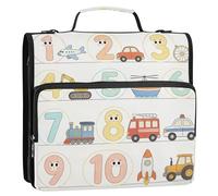 Number Crew Quest 3 Ringing Binder Zipper with Handle and Removable Shoulder Strap Easy to Carry Zippered Portfolio for Middle School