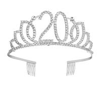 Number Crown 20th Silver Alloy Birthday Headband for Women