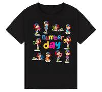 Number Day Kids T-Shirt - Playful Cartoon Counting Design Tee for Maths Day Fancy Dress, Children School Events & Fun Learning Wear Black 9-11Y