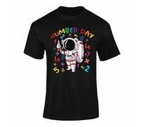 Number Day Maths TShirt Kids Fun Learning Numbers Cartoon Animals School Outfit Black 3-4 Years Style 01