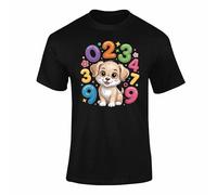 Number Day Maths TShirt Kids Fun Learning Numbers Cartoon Animals School Outfit Black 7-8 Years Style 05