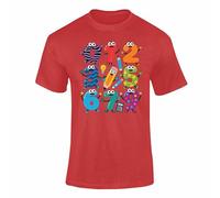 Number Day Maths TShirt Kids Fun Learning Numbers Cartoon Animals School Outfit Red 3-4 Years Style 03