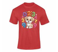 Number Day Maths TShirt Kids Fun Learning Numbers Cartoon Animals School Outfit Red 5-6 Years Style 05