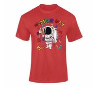 Number Day Maths TShirt Kids Fun Learning Numbers Cartoon Animals School Outfit Red 9-11 Years Style 01