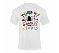 Number Day T Shirt Kids Maths School Outfit Cartoon Animals 1W78 White