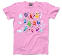 Number Day Tshirt - Maths Timestable School Top Adults, Teens and Kids T-Shirt Tee with Blue Symbols Numbers Mathematics Unisex T Shirt - 5-6 Years Pink