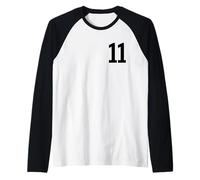 Number Eleven #11 Sports Team Uniform Birthday 11 Raglan Baseball Tee