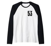 Number Fifty Three #53 Sports Team Uniform Birthday 53 Raglan Baseball Tee