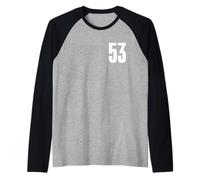 Number Fifty Three #53 Sports Team Uniform Birthday 53 Raglan Baseball Tee