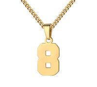 Number for Boy 0-99 Athletes Jersey Stainless Steel Chain 22+2 inch Personalized Charm Pendant Inspirational Jewelry Basketball Baseball Football Gift Men