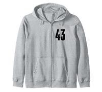 Number Forty Three #43 Sports Team Uniform Birthday 43 Zip Hoodie