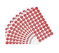 Number Inventory Stickers Round Labels for Letter Sales Bags Food Containers red, 25.8x13.8cm