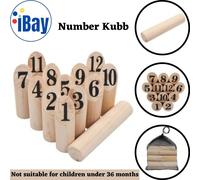 Number Kubb Indoor Throwing Game Solid Wooden Garden Skittles with Storage Bag