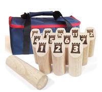 Number Kubb Stick Throwing Game Timber Toss Game with Hardwood Pins Including Carry Bag Outdoor Family Games set