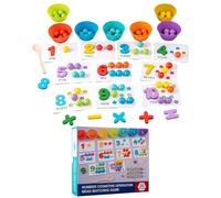 Number Learning Beads Set - Silicone Digital Teaching Beads with Wands, Colorful Sorting Counting Game, Educational Activity Number Recognition, Set D