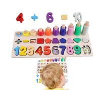 Number Learning Puzzle - Wooden Counting Shape Stacker, Math Game Board, Preschool Educational Toy, Fine Motor Skill Development | Kids Learning Activity,For Kids Early Education